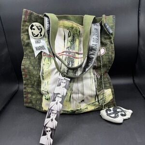 Andy Warhol Loop NYC Canvas Tote Bag Unisex Green Money Graphic Art Pop Art